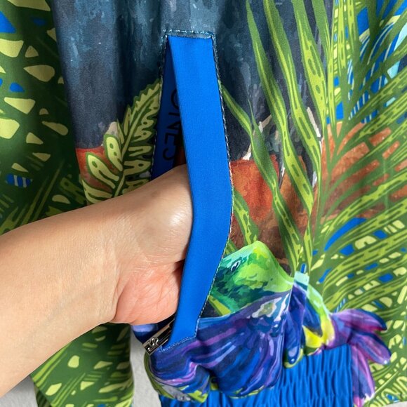 Sassy Jones Womens Large Tropical Birds Zip Jacket Zipper Sleeves Stretch - Picture 13 of 14